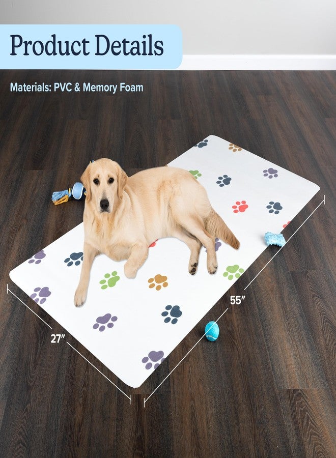 PETMAKER Dog Mat for Food and Water, Crate Pad, and Floor Protector - 55” x 28” Extra Large PVC Memory Foam Pad with Non-Slip Bottom - Stain, Scratch, and Water-Resistant Dog Floor Mat by PETMAKER (Paw Prints) - Image 2